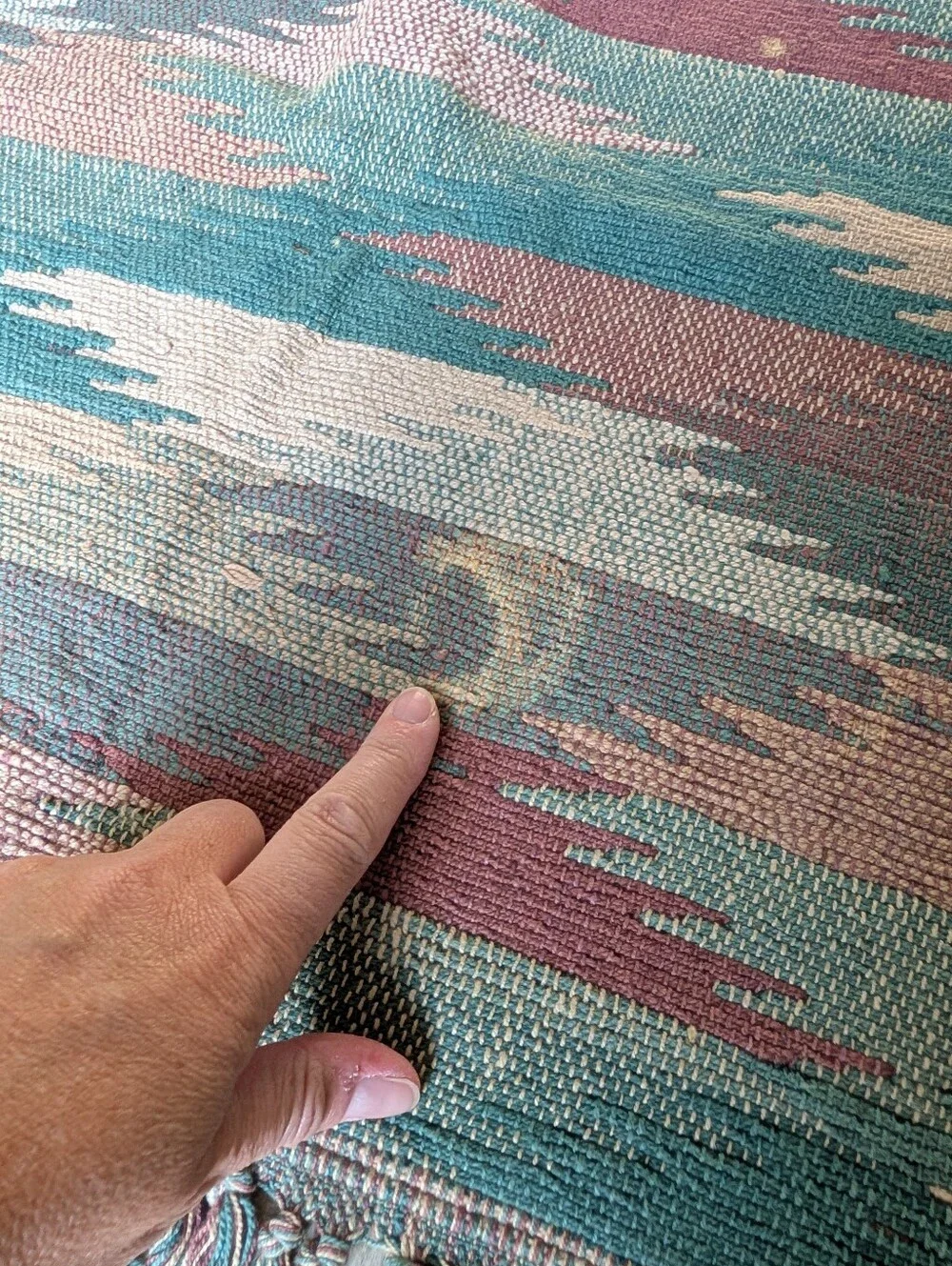vintage SOUTHWESTERN COTTON dhurrie RUG 1990's